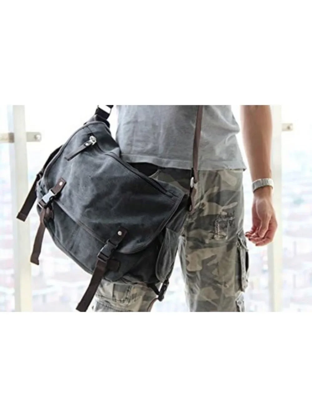 Vintage Canvas Messenger Bag for Laptops 13-17” | Large Shoulder Bag for Men
